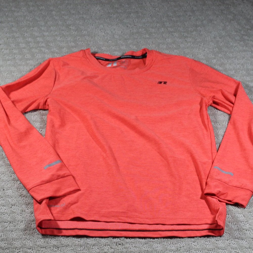 Russell dry power 360 Size YL Long Sleeve Orange Shirt